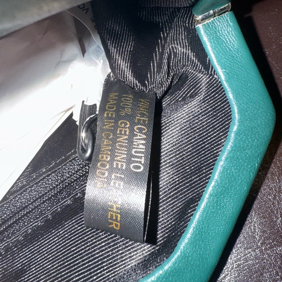 Dark Green Vince Camuto Genuine Leather Rhinestone Studded Crossbody Bag NWT - Picture 15 of 17